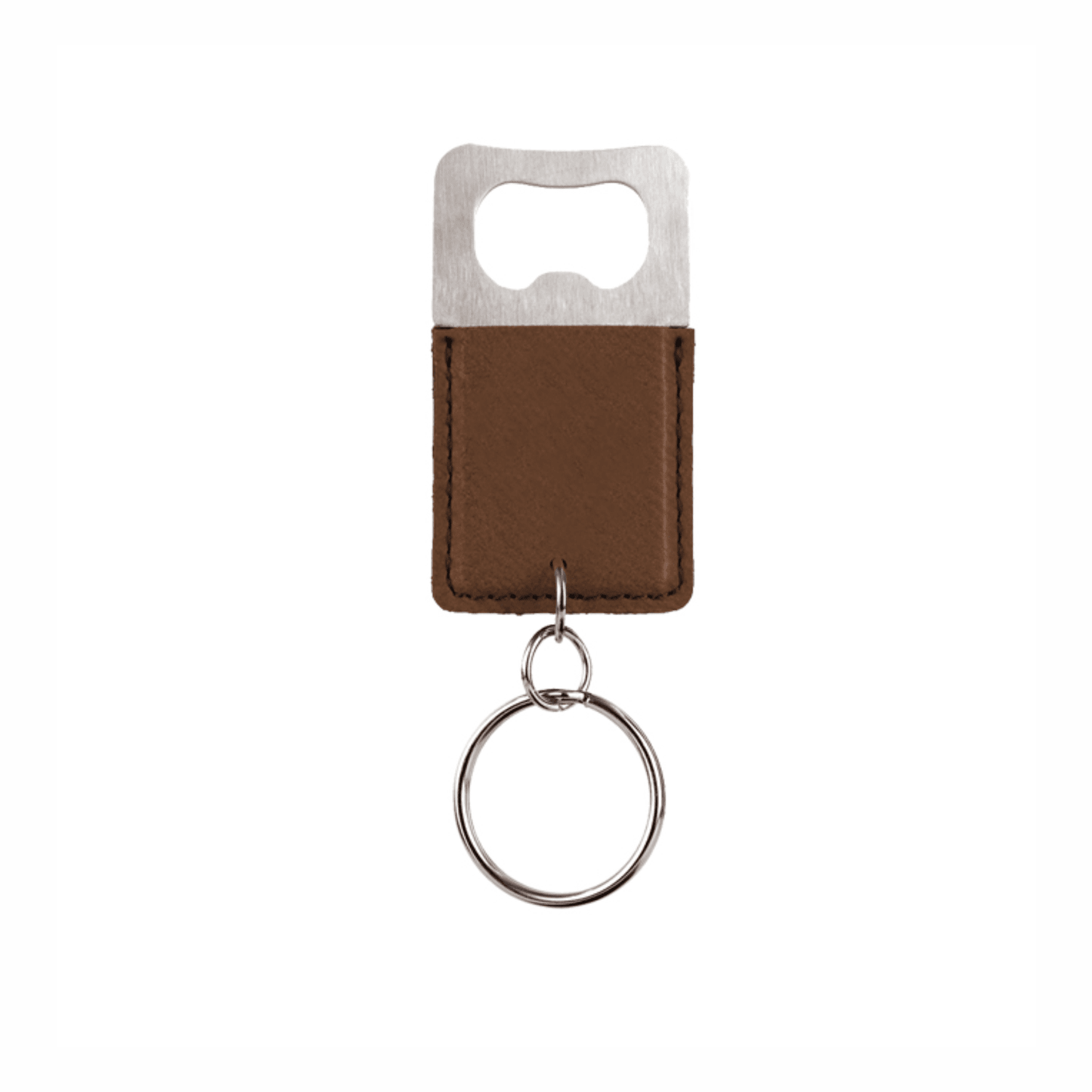 Rectangle Leatherette Bottle Opener Keychain