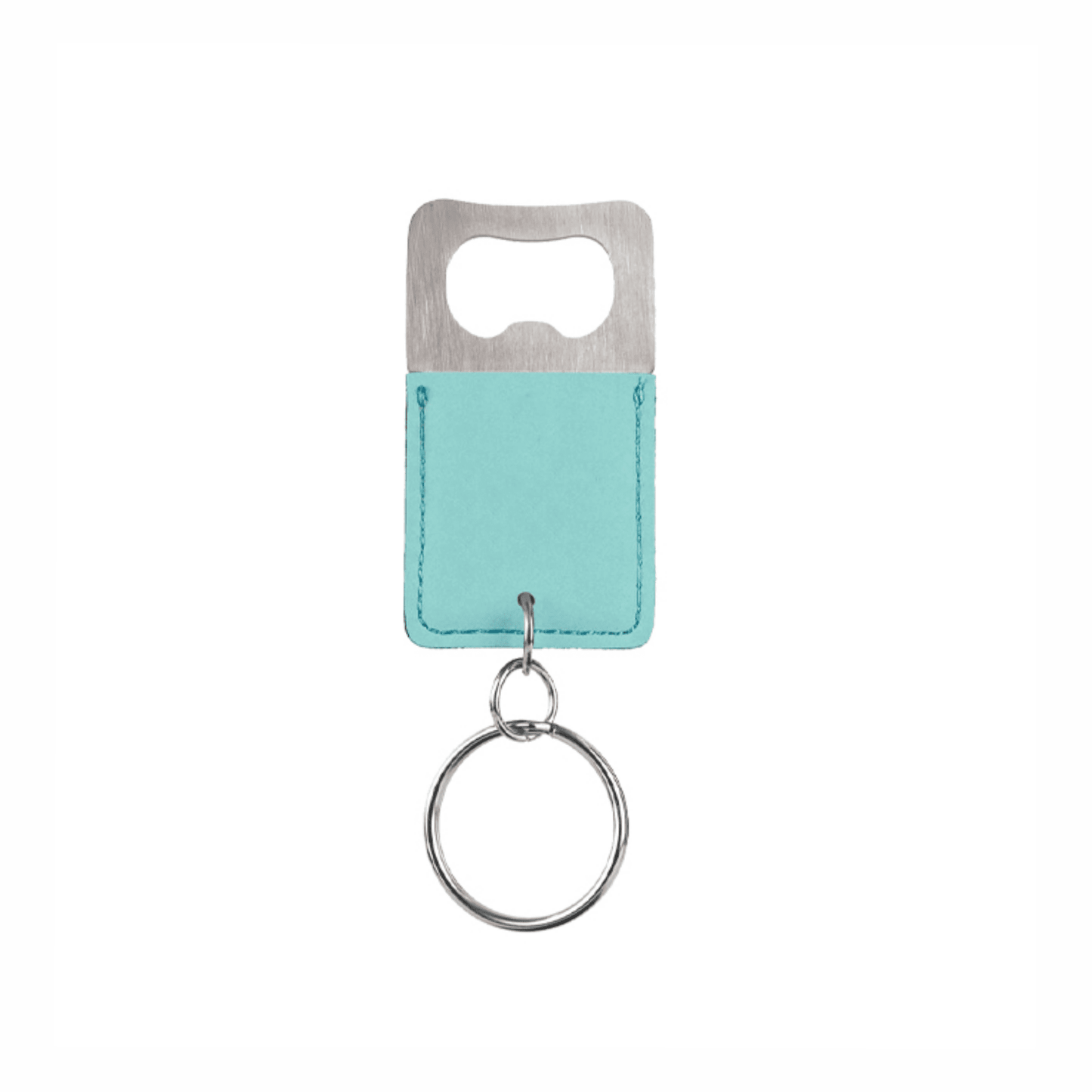Rectangle Leatherette Bottle Opener Keychain