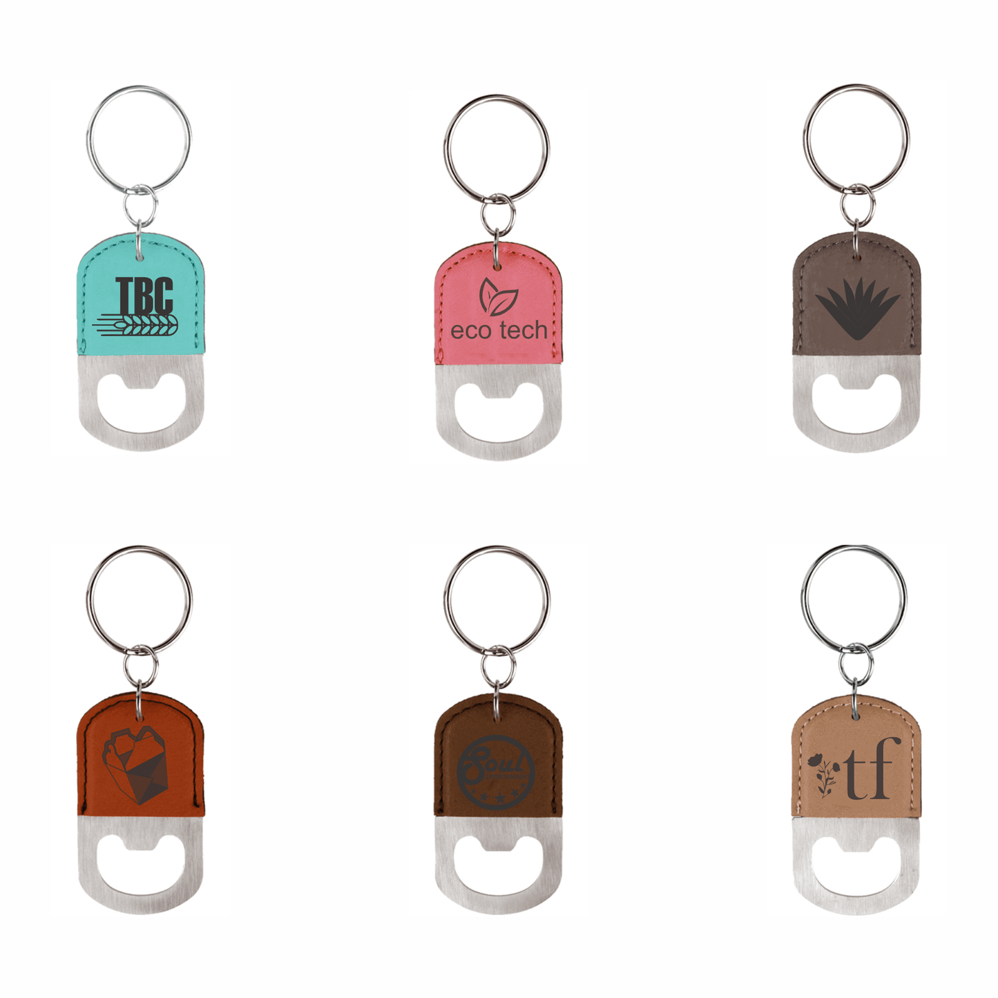 Oval Leatherette Bottle Opener Keychain