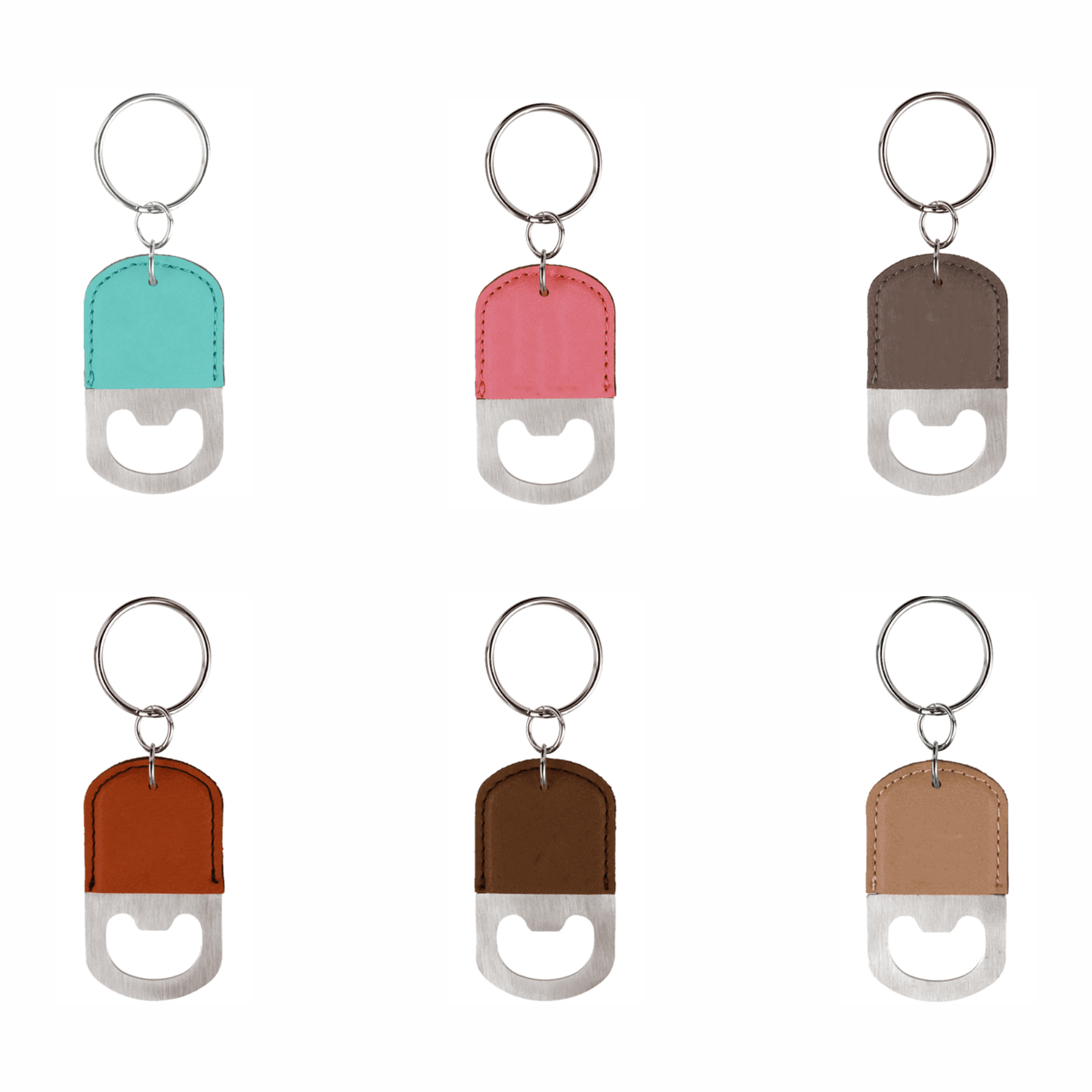Oval Leatherette Bottle Opener Keychain