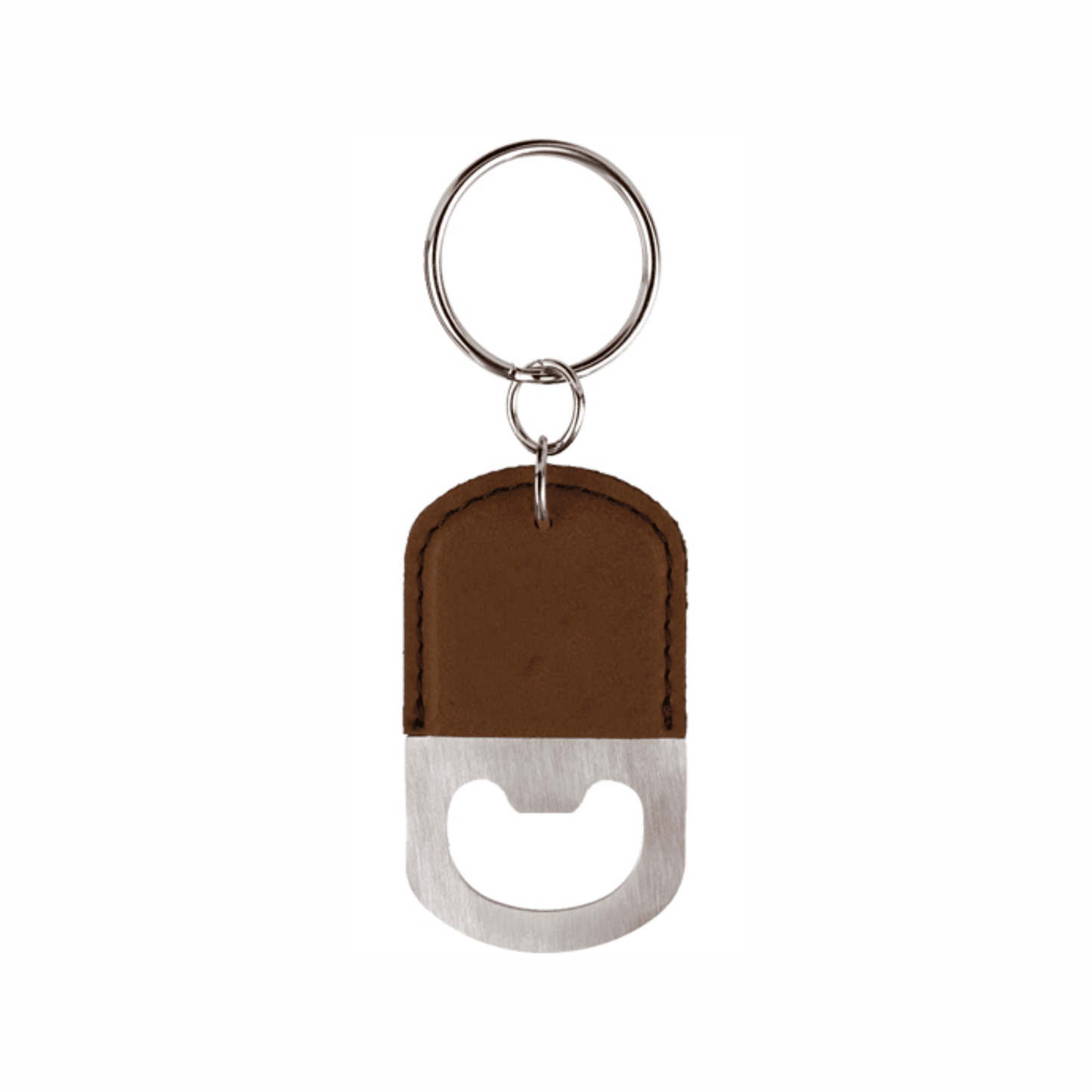 Oval Leatherette Bottle Opener Keychain