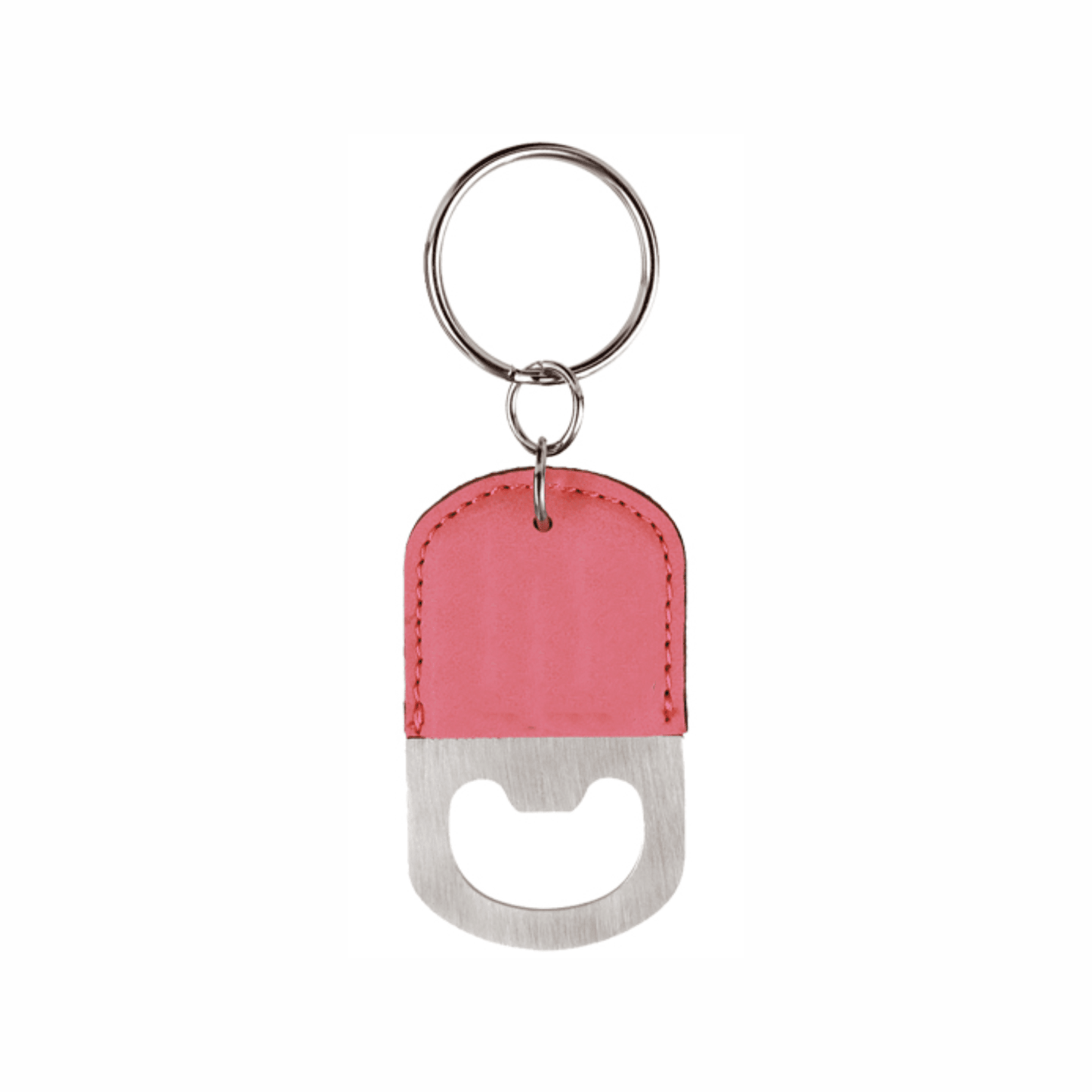 Oval Leatherette Bottle Opener Keychain