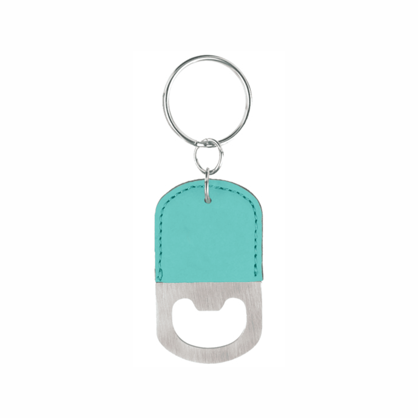 Oval Leatherette Bottle Opener Keychain