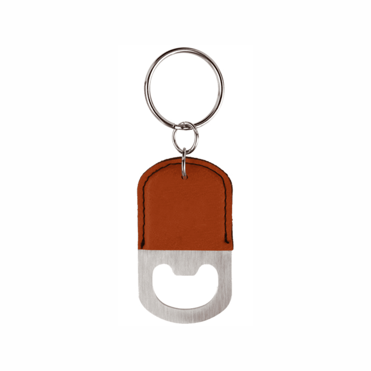 Oval Leatherette Bottle Opener Keychain