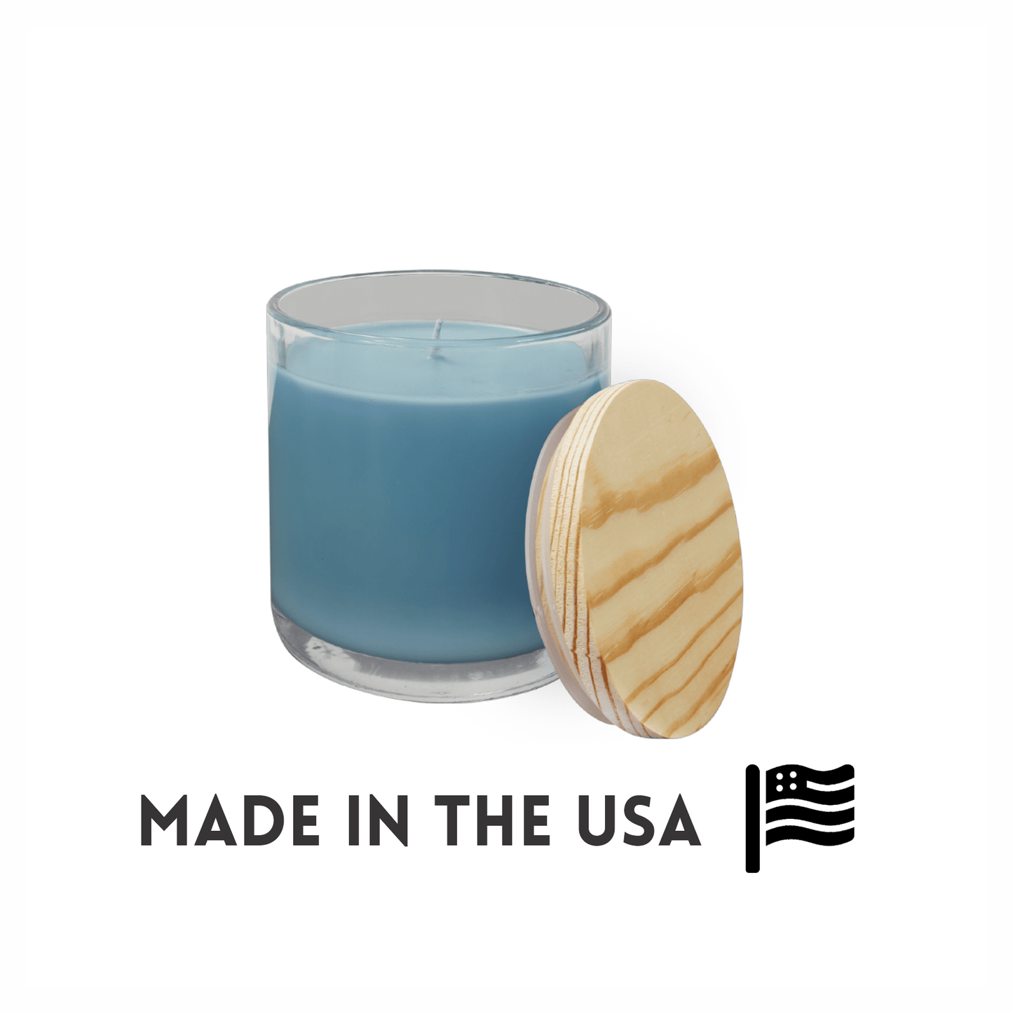 Glass Candle with Wood Lid