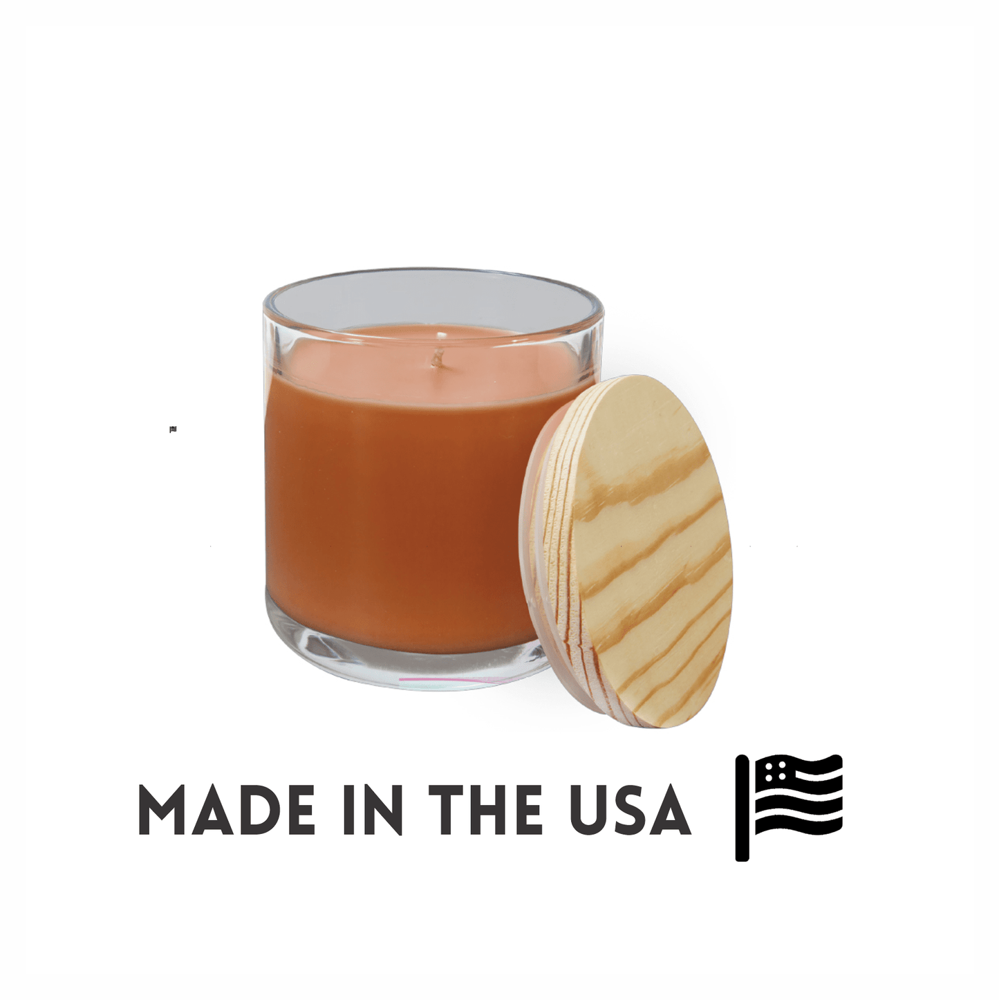 Glass Candle with Wood Lid