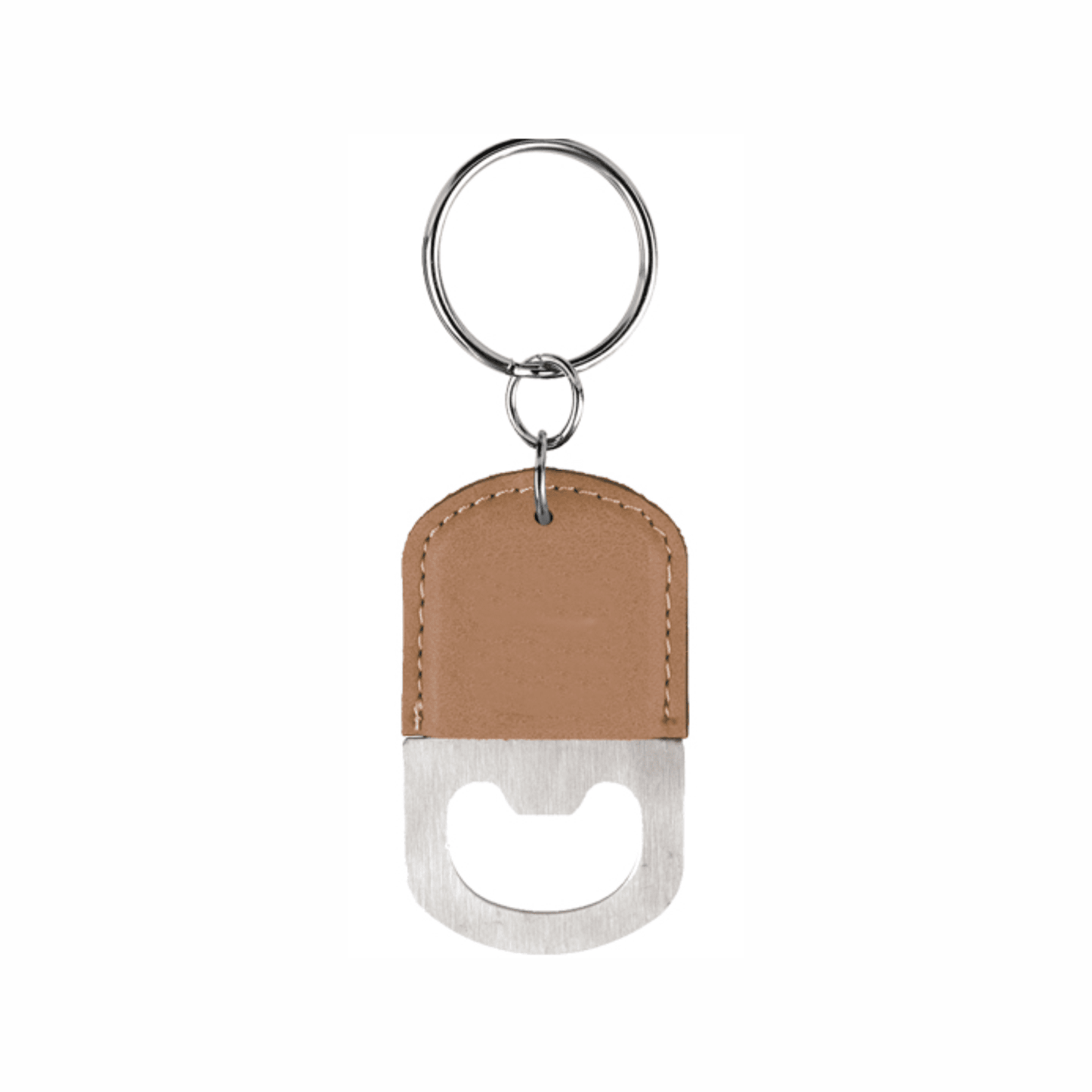 Oval Leatherette Bottle Opener Keychain